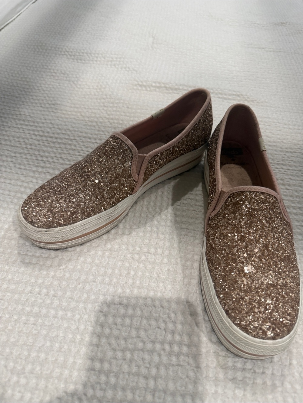 Women’s Glitter Slip-On Mules in Rose Gold